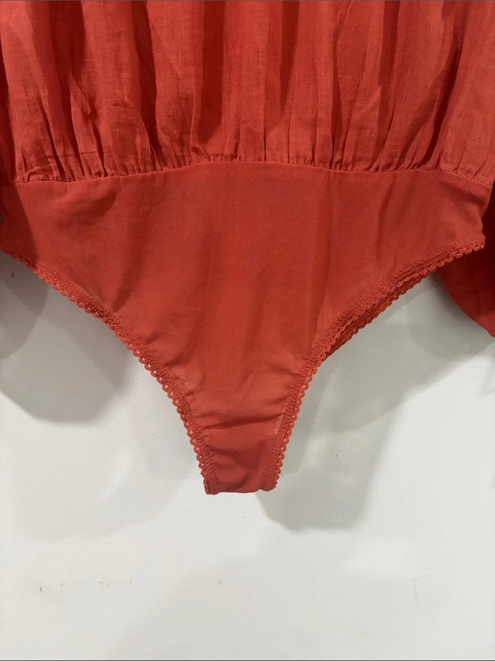 FREE PEOPLE RUST ORANGE OFF SHOULDER PEASANT BOHO COTTON BODYSUIT SIZE/ S